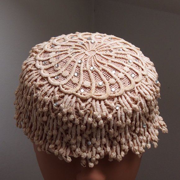 Vintage Accessories - Flapper Style Rhinestone Embellished Vintage Hat